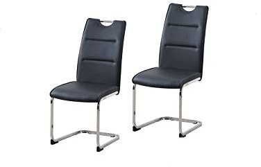 HTI-Line Schwingstuhl 2er Set PU DannyC Freischwinger Esszimmerstuhl Kunstleder Schwarz