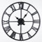 Shoze Vintage Large Black Wall Clock - 60CM Round Silent Skeleton Roman Numerals Battery Hanging Clock for Living Room, Bedroom, Kitchen, Hotel, Office
