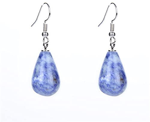 Damen Creolen Ohrringe, Boho Ohrringe Mit Sodalith Anhänger Ohrring Mode Chakra Reiki Energie Träne Wassertropfen Tropfen Ohrringe Für Damen Mädchen Edelsteinschmuck