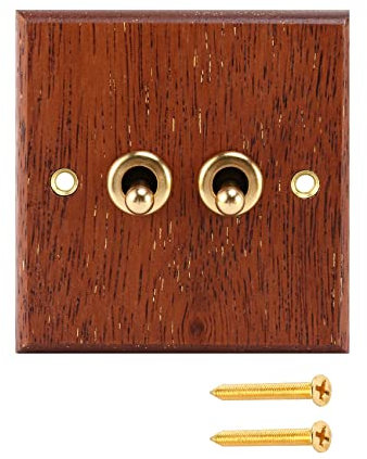 Rfeeuubft 86 Type Panneau en Bois Interrupteur Mural Interrupteur un Levier dans le Rétro Prise pour Interrupteur Électrique un Grain de Bois 2- Commutateur
