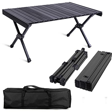 Campingtisch aus Aluminium,Klappbarer Campingtisch,Tragbarer Picknicktisch,Leichter Outdoor-Klapptisch,Übergroßer Schreibtisch,für Camping-Picknick-Grill-Gartenpartys, for 6-8 Personen ( Color : Black