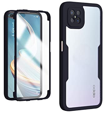 PEIYE Hülle für Oppo Reno 4Z 5G (Reno4 Z), 360 Grad Rundumschutz Stoßfeste Handyhülle mit Integriertem Displayschutz, Transparent Soft TPU Bumper Schutzhülle -Schwarz
