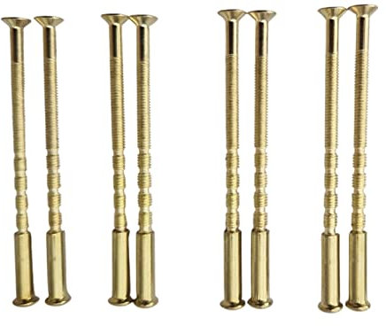 Set of 8 Piece M4 Door Handle Screws Chrome or Brass with Snap Off Bolt Connecting Sleeve Male to Female for Doors Handles, Knobs Escutcheons and Others (Pack of 8) (Brass)