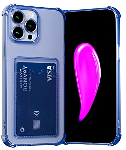 AKABEILA Hülle für iPhone 13 Schutzhülle mit Kartenfach Transparent Silikon TPU Handyhülle Dünn Weiche Stoßfest Flexibel Handy Tasche Bumper Brieftasche Case Cover 6.1