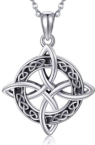JERWLI Chaîne nœud de sorcière en argent sterling 925 - Pendentif magique - Nœud de sorcière - Cadeau pour femme, fille, homme, Argent sterling