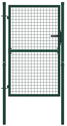 Lechnical Fence Gate Steel 100x125 cm Green,Fence Gate,Fence Gate Garden,Privacy Security,Fencing & Barriers Gate