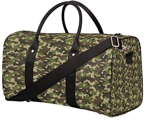 Camouflage Grün Reisetasche, Weekender Taschen für Frauen Reisen, Turnbeutel, Handgepäck Taschen für Flugzeuge, Duffle Bag für Männer Reisen, Weekender Tasche, Camouflage Grün