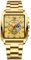 JewelryWe Uhren Herren Edelstahl Quadratisch - Luxus Datum Kalender 30m Wasserdicht Analog Quarz Armbanduhr Männer Edelstahl Armband Uhr mit Gold Rechteckigem Zifferblatt und Leuchtenden Zeiger