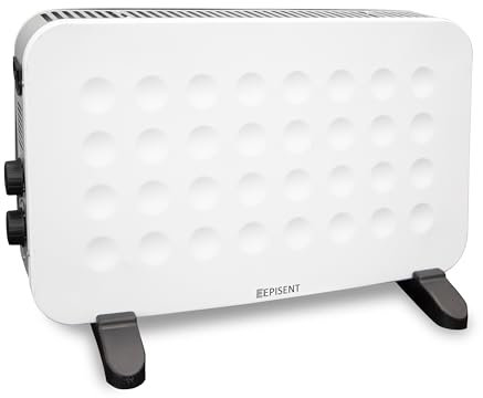 EPISENT Electric Convector Heater with 3 Adjustable Heat Settings(750W/1250W/2000W), Overheat & Tip-Over Protection - Freestanding, Silent Operation, Portable, Ideal for Home/Office (DESIGN, WHITE)