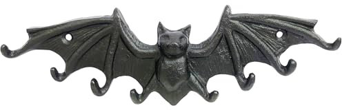Womeet Coat Hooks Wall Mounted, Rustic Bat Key Hook Holder, Heavy Duty Decorative Black Wall Hooks for Mudroom, Towels, Hat Rack, Purse Hooks, Cast Iron Decorative ‎Antique Black Hooks