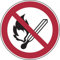 Dreifke® Kunststoff-Schild Keine offene Flamme; Feuer, offene Zündquelle und Rauchen verboten, Ø20cm, 1 Stück, Gebotszeichen (P003) gem. ISO 7010