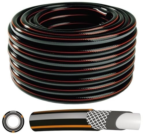 Gartenschlauch 4 lagig flexibler Wasserschlauch Schlauch Bewässerungsschlauch, UV-beständig, Temperaturbereich: -25°C bis +60°C, 1/2 3/4 1 15m 20m 25m 30m 50m (Carbon 3/4 25m)