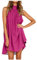 WVONIF Robe Ete Femme Longue Fluide Robe de Soirée Femme Longue pour Mariage Invité Bal Promo Robe Demoiselle d'honneur Pin up en Mousseline Col V Robe Courte Sexy （ Rose Vif, XL