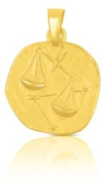 MUAU Schmuck Anhänger Sternzeichen Waage Gelbgold 750/18K, 16x22mm- Premium Echtschmuck für Damen und Herren