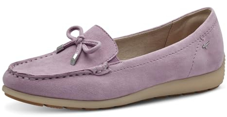 Tamaris Comfort Damen Mokassins aus Leder mit Schleife, Lila (Lilac Suede), 39 EU