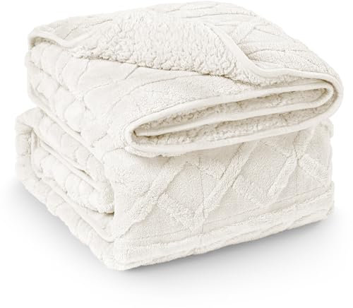 Kaisa Gewichtsdecken für Erwachsene, 6,8 kg, 152,4 x 203,2 cm, Queen-Size-Größe, wendbar, doppelseitig, Fleece-Plüsch, Jacquard, Sherpa, gewichtete Decke zur Druckentlastung, gemütliche, zottelige