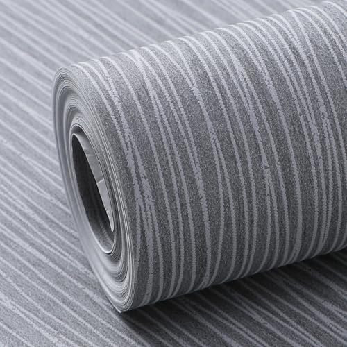 Putentfun 3D Metallic Stripes Embossed Silver Glitter Wallpaper Dark Grey Modern Minimalist Non-Woven 3D Wallpaper Non-Woven Geometric Patterned for Livingroom Bedroom Kitchen 0.53 x 9.5M
