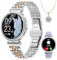 Sanorum Smartwatch Damen, 1.27 HD Voll Touchscreen Armbanduhr mit Telefonfunktion, Geschenk Damen Menstruationszyklus SpO2 Pulsuhr Schrittzähler Kalorien Fitness Tracker IP68 iOS Android Silver/Gold