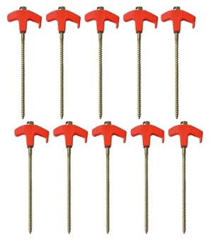 10 x Heavy Duty Awnking Tent Canopy Screw Pegs for Har Ground Camping and Caravans, Drillable Tent Stakes Heavy Duty Ground Anchors Screw in for Outdoors, Patio and Grassland