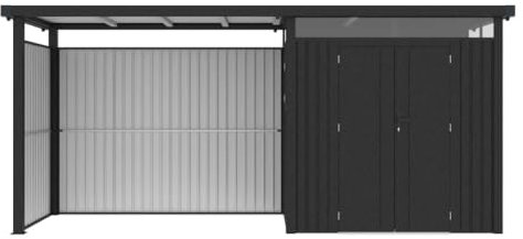 HORI® Gartenhaus | Gerätehaus aus Metall | Metallgartenhaus | Schuppen | Geräteschuppen 5050x1660x2220 | inkl. Anbau | Rück- Seitenwand