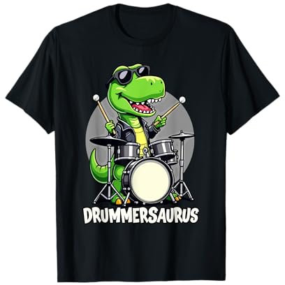 Schlagzeuger, Junge | Musiker, Drummersaurus, lustiger Dinosaurier T-Shirt