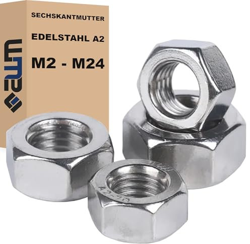 Sechskantmuttern DIN 934 Edelstahl V2A AISI 304 (rostfrei) Muttern Edelstahlmutter (100, M12)