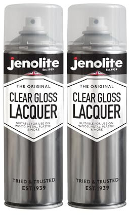 JENOLITE Spray de laca brillante, acabado transparente, 2 x 500 ml, mejora y protege la superficie y la pintura de la corrosión y los daños UV, barniz que no amarillea