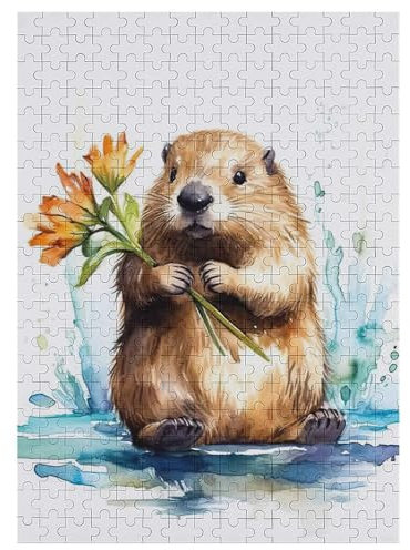 Biber Holzpuzzle 300 Teile, Knobelspiele Für Erwachsene, Teenager, Puzzles Unmögliche - Kinder Puzzle Zimmer Deko 42×30cm