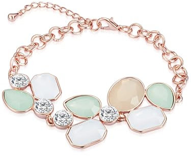 Lulu Jane Damen Armband aus Metall-Legierung verziert mit Kristallen roségold