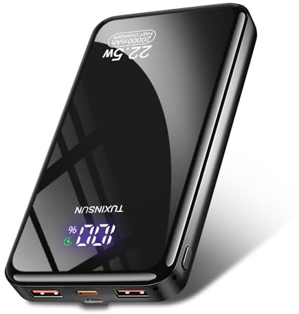 Power Bank 20000mAh, PD3.0 QC4.0 22.5W Fast Charging PD20W USB C PowerBank Portable Charger With LCD Display 3 Outputs & 2 Inputs For Smartphones and Camping (black2)