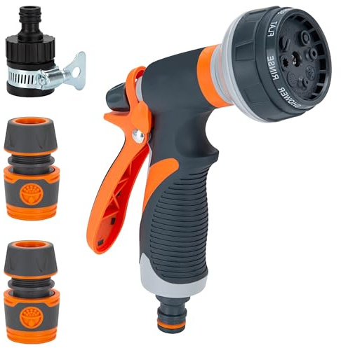 Pistola de Riego de Jardín, 8 Formas de Riego Pistola de Manguera de Jardín, Pistola Agua Jardin para Lavado de Coches, Baño de Mascotas, Riego de Jardín, Césped