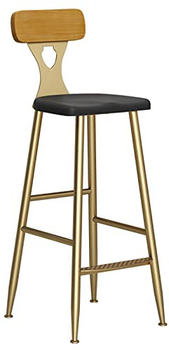 KANBUN Barstuhl Balkon Dining Barhocker Counter Decoration, mit Fester Holzrückenlehne und goldenen Beinen, sitzende Höhe 75 cm (Farbe: Lichtfarbe)