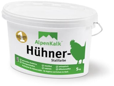 AlpenKalk® Antibakterielle Kalkfarbe Hühnerstall gegen Milben - 100% natürlich - Schimmelresistent - MADE IN GERMANY - [5 kg für 30 m²] - Gebrauchsfertig für alle Stallflächen