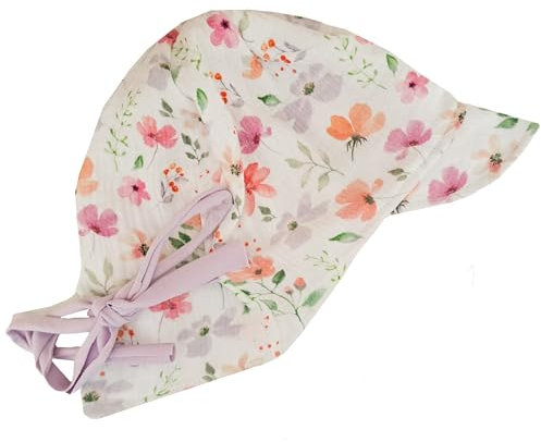 Fuchs & Kiwi Baby Sommerhut Musselin – UV-Schutz 50+ & atmungsaktiv – Mitwachsend – 100% Baumwolle – Öko-Tex – Sonnenhut Baby – Handmade in Berlin (DE/NL/SE/PL, Alphanumerisch, XS, Blumen Pastell)