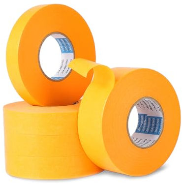 LZYDKH 3 Rollen Goldband, 50m x 30mm Abklebeband Maler Wasserfest Rückstandfrei Kreppband Hitzebeständig Malerband für Malerarbeiten Dekoration Industrielle Zwecke