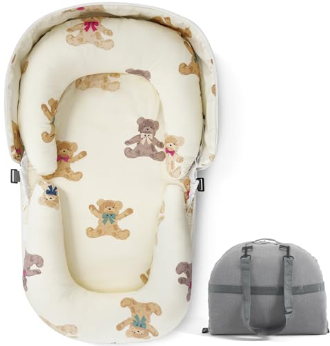 BugyKido Babynest 84x48 cm Babynestchen Neugeborene, 100% Baumwolle Tragbar Nestchen Baby für Zuhause & Unterwegs