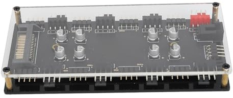 Contrôleur ARGB 12V 4 Broches, Hub PWM pour 8 Ports avec synchronisation RGB, Contrôleur d'éclairage adressable pour configurations PC Gaming, Bureaux personnalisés et Salons High-Tech