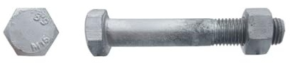 100 Boulons Charpente Tête Hexagonale F/Partiel 12 x 180 mm - 4014/4032-6.8 - Galvanisé - D-Work