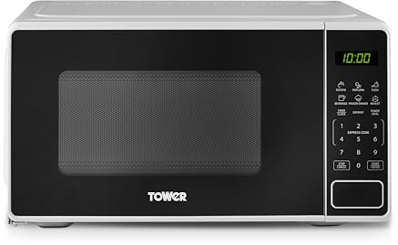 Tower 20L 800W Digital Microwave with 11 Power Levels, 6 Auto Cook Pre-sets, Express Cooking Mode, Weight & Time Defrost Functions, LED Display, White. T24045WHT
