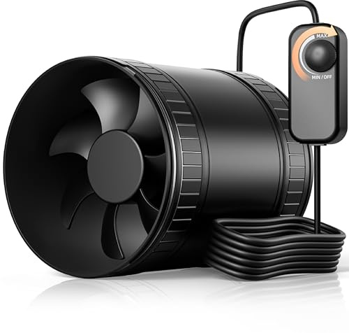 4 Inch Compact Inline Duct Fan Kit with Speed Controller, Quiet DC Motor Exhaust Fan for Grow Tent Ventilation, Heating Cooling Booster, Hydroponics, Boat