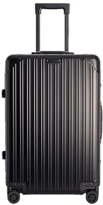 CREATE Luggage Aluminium/Hartschalenkoffer aus Aluminium/doppelter TSA-Verschluss, multidirektionale Räder, Innen-Organizer, wasserdicht, Teleskopgriff, Schwarz , Check-in M, Modisch
