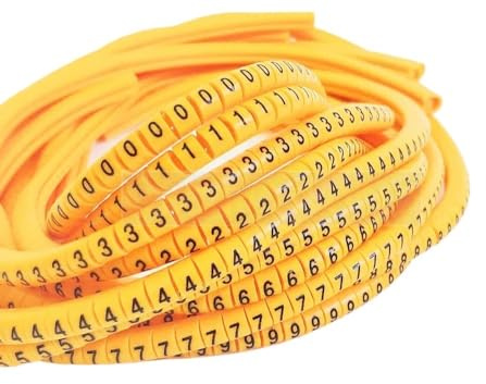 Cable Marker Label EC-0 5000pcs Wire Marker Number 0 to 9 Management Colored Insulation PVC Organizer Sleeves for Marking The Color-Coded Cables(EC-3-3000pcs-yellow)