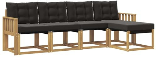 vidaXL Outdoor-Sofagarnitur mit Kissen 5 pcs Weiß und Schwarz, Gartenmöbel, modernes, langlebiges Outdoor-Sofa, Eckset für Terrasse, Bequeme Lounge und Sitzgelegenheit