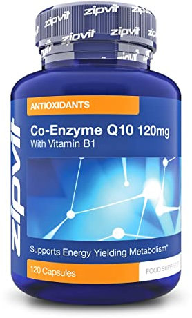 Zipvit CoQ10 Supplement 120mg with Vitamin B1, Coenyme Q10 for Heart Health and Energy, Ubiquinone Form, 120 Capsules, 4 Months Supply