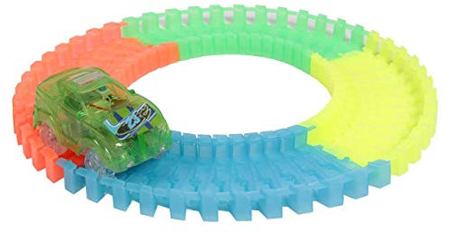 Alsino Magic Road Leuchtende Autorennbahn Glow in The Dark 48 Bauteile und 1 Auto