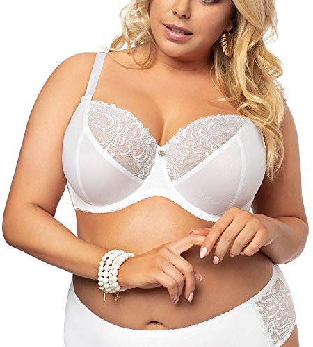 Gorsenia K378 Victoria Soft BH Dame Maxi Stickerei Regulierbar Setteil EU, Weiß,110C