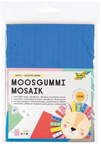 folia 2364 - Moosgummi Mosaik, selbstklebend, 6 Bögen, ca. 15 x 20 cm, 2 mm stark, farbig sortiert - für vielseitige Bastelarbeiten