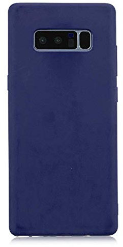 cuzz Cover per Samsung Galaxy Note 8+(1 pezzi proteggi schermo in vetro temperato) tinta unita premium flessibile silicone TPU custodia sottile ultra leggera antiscivolo (blu scuro)