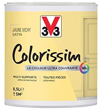 V33 Peinture multi-supports COLORISSIM® SAT Jaune Vichy SATIN 0,5 L