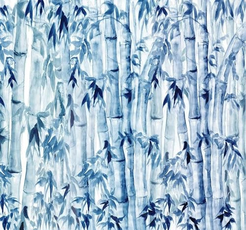 Komar Vlies Fototapete - Bamboos - Größe 300 x 280 cm (Breite x Höhe) - Wand Tapete Wohnzimmer Schlafzimmer Wald BLau Büro Flur Dekoration Wandbild - R3-033